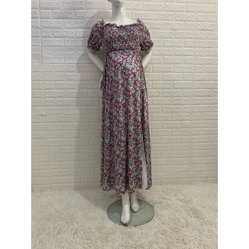 Vestido de maternidad estampado, cuello cuadrado y falda plisada - imagen 5