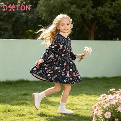 DXTON vestido de algodón para niñas con flores acampanado otoño