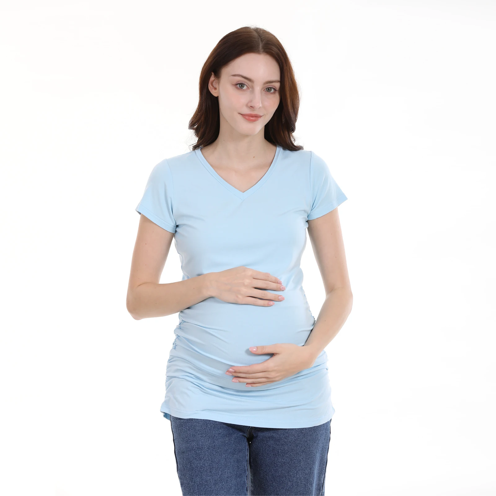 Camiseta premamá de modal transpirable de manga corta holgada - imagen 4
