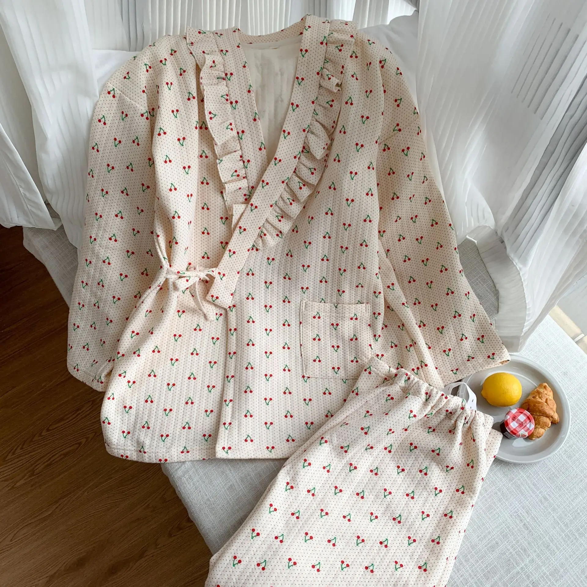 Pijama lactancia premamá algodón ajuste barriga de otoño - imagen 5