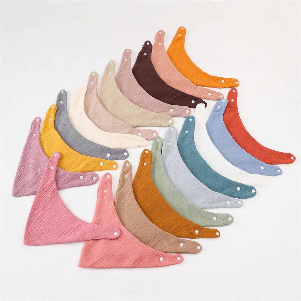 Babero bandana de algodón para bebé – Color sólido saliva eructar - imagen 3