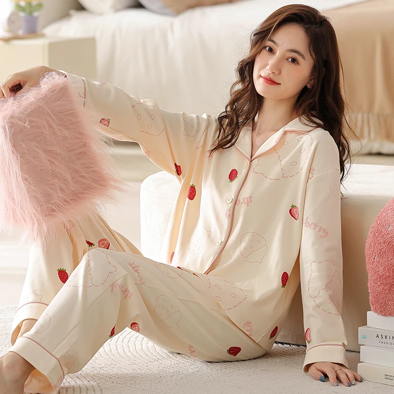 Pijama lactancia algodón para embarazada – Primavera/Otoño - imagen 2