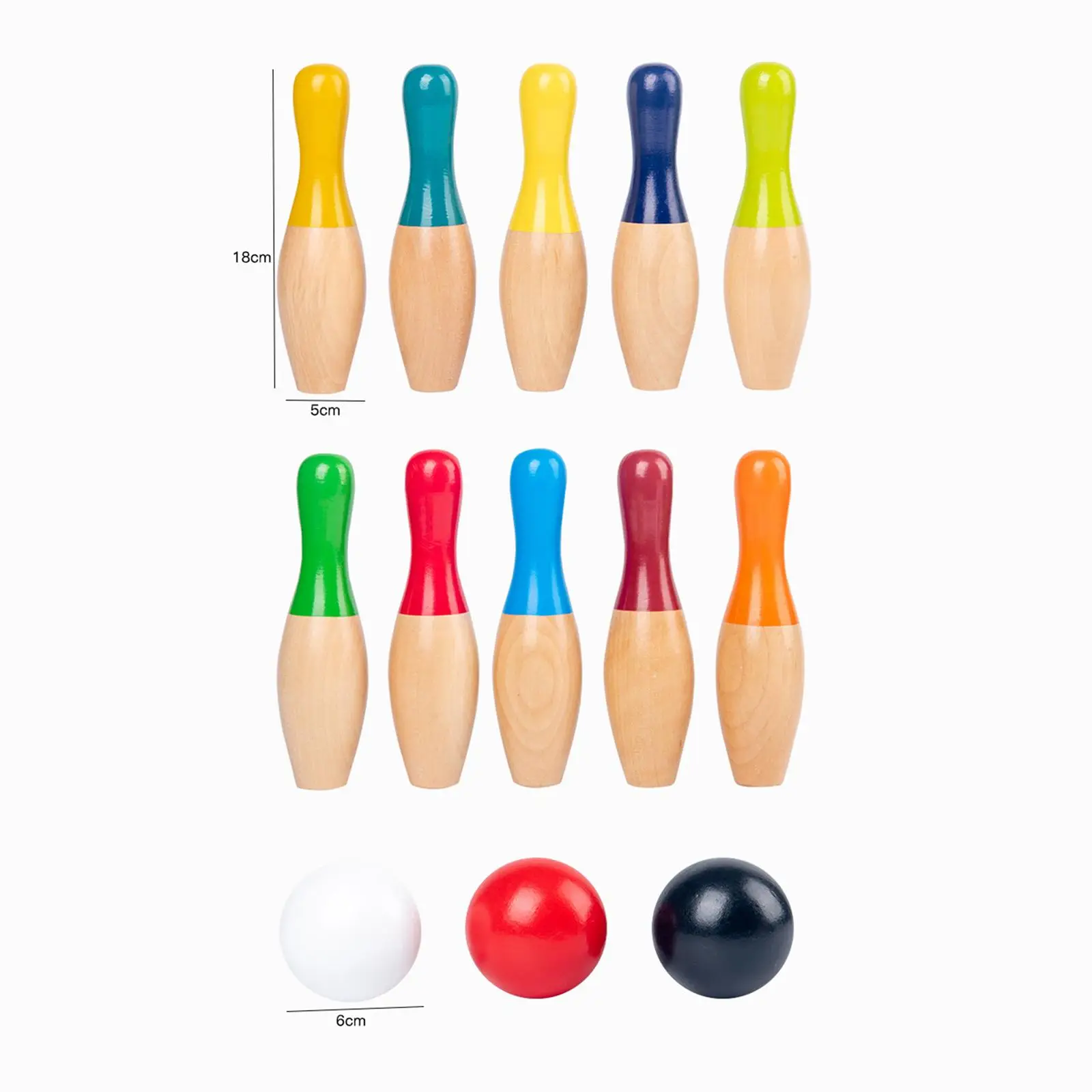 Juego de bolos en madera infantil con bolas y pinos para patio - imagen 4