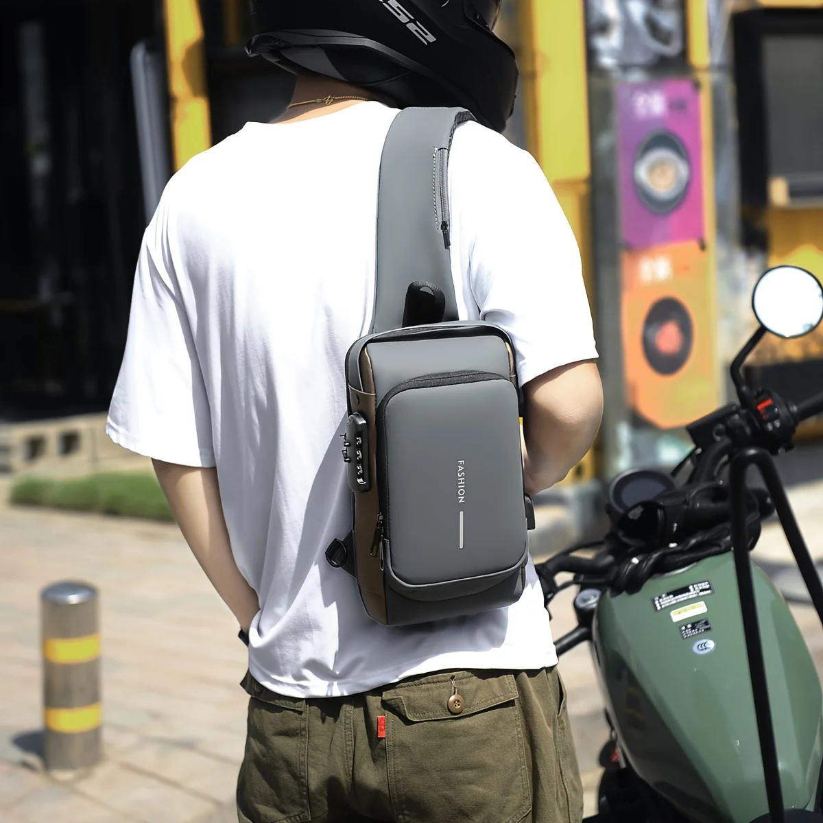 Bolso antirrobo de pecho en tela Oxford con correa ajustable - imagen 4