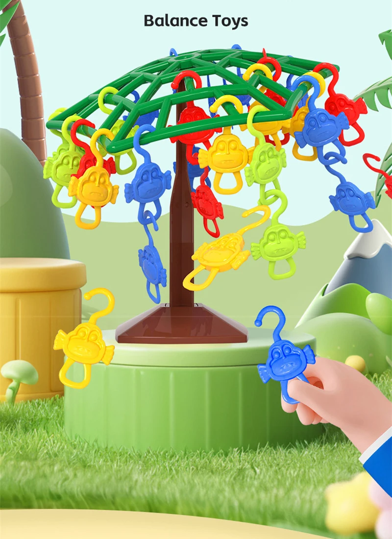 Juego de equilibrio con temática de mono y árbol trepador