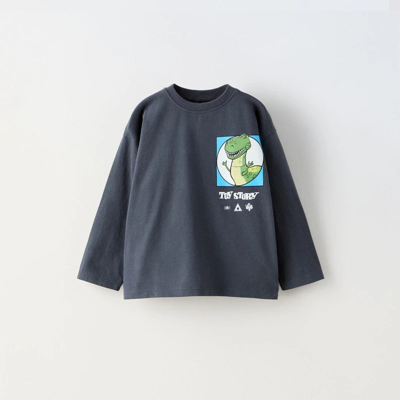 Camiseta niño manga larga holgada estampado monstruo cuello redondo - imagen 4