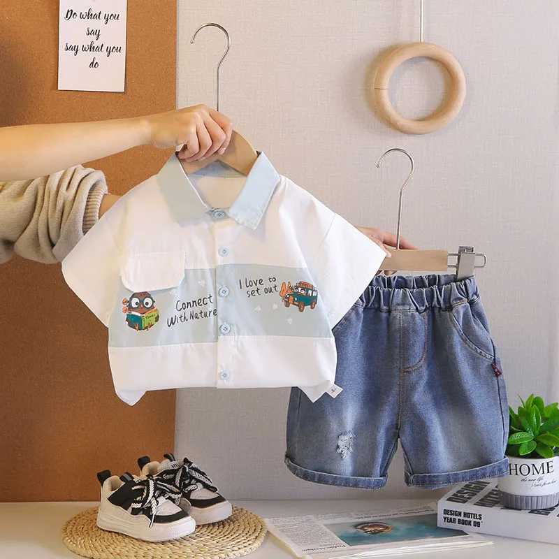 MILANCEL conjunto de verano para niños con camisa y pantalón vaquero - imagen 3