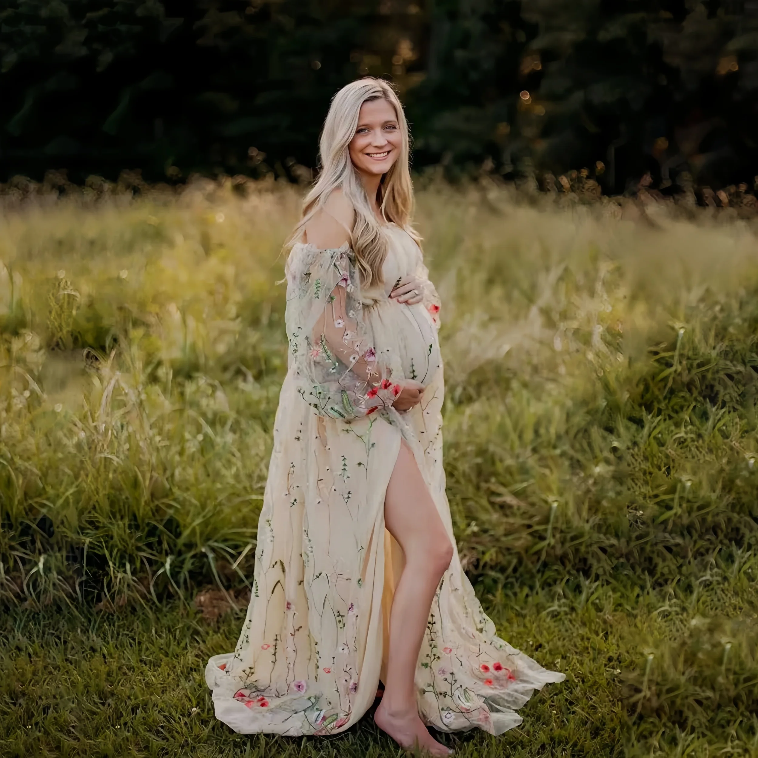 Vestido de encaje transparente con alas estilo bohemio