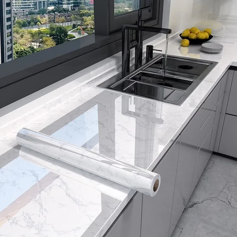 Papel de contacto efecto mármol autoadhesivo impermeable para cocina - imagen 2