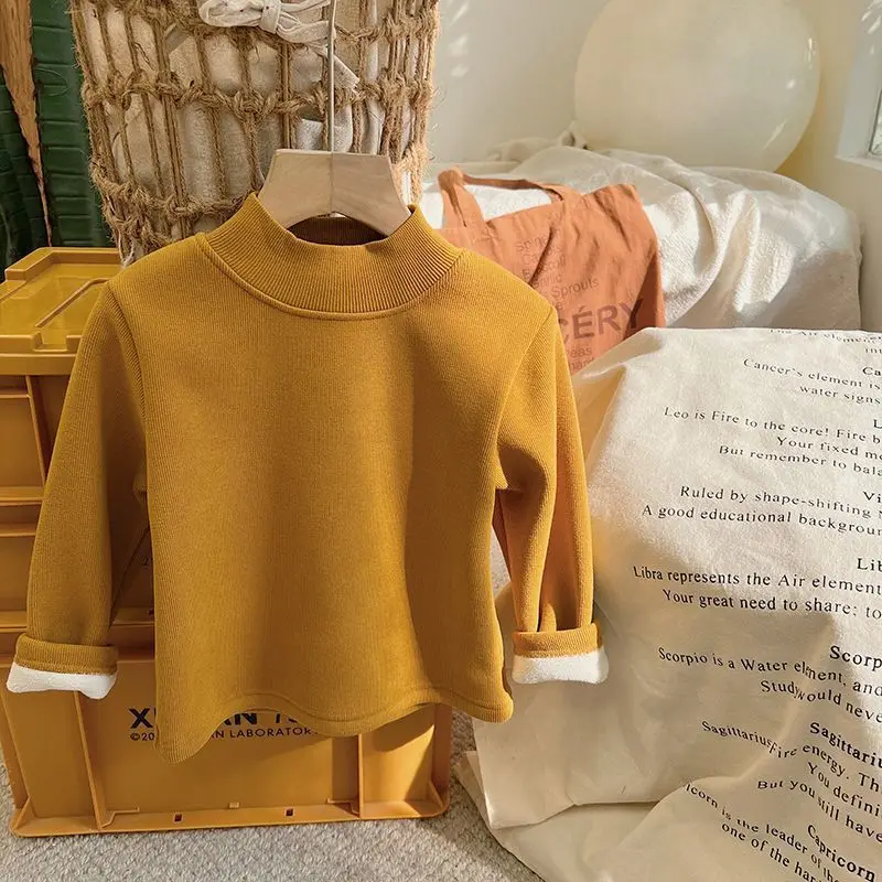 Suéter bebé cuello alto acolchado de lana cálido para invierno