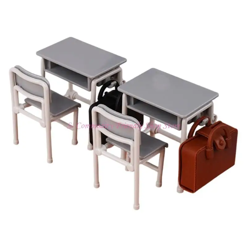 Accesorios escolares para casas de muñecas: silla y bolso - imagen 2