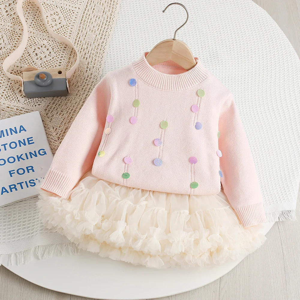 Conjunto de punto MILANCEL para niño de otoño con tutú y lentejuelas