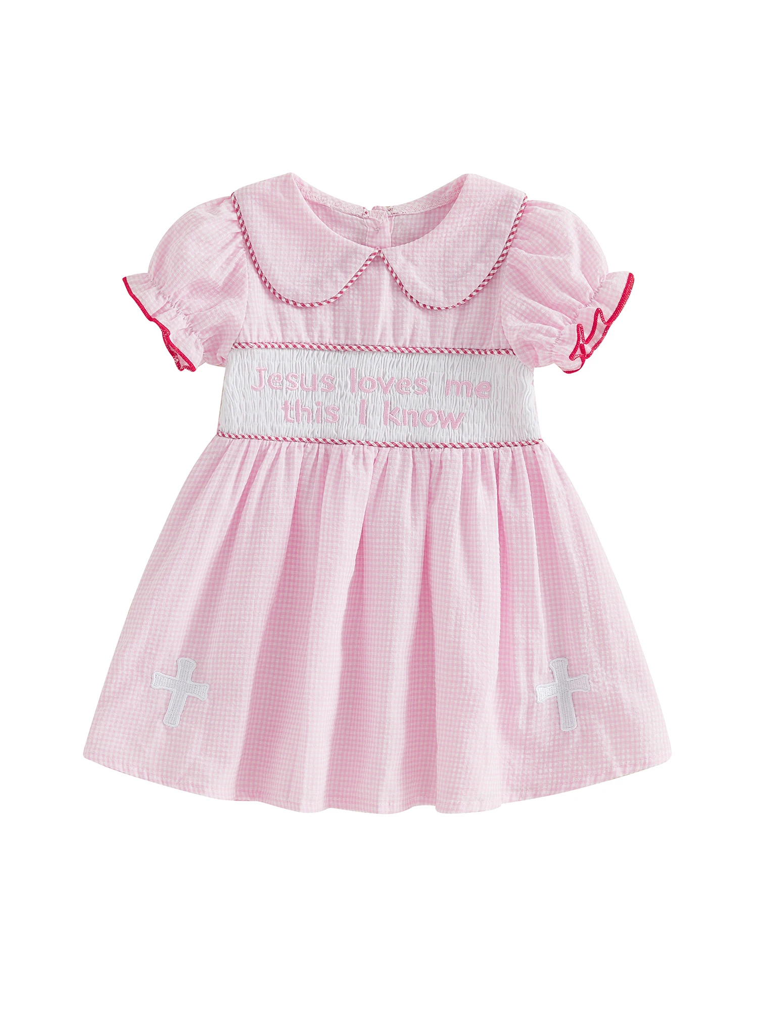 Vestido de Pascua para niñas pequeñas con cuello de muñeca