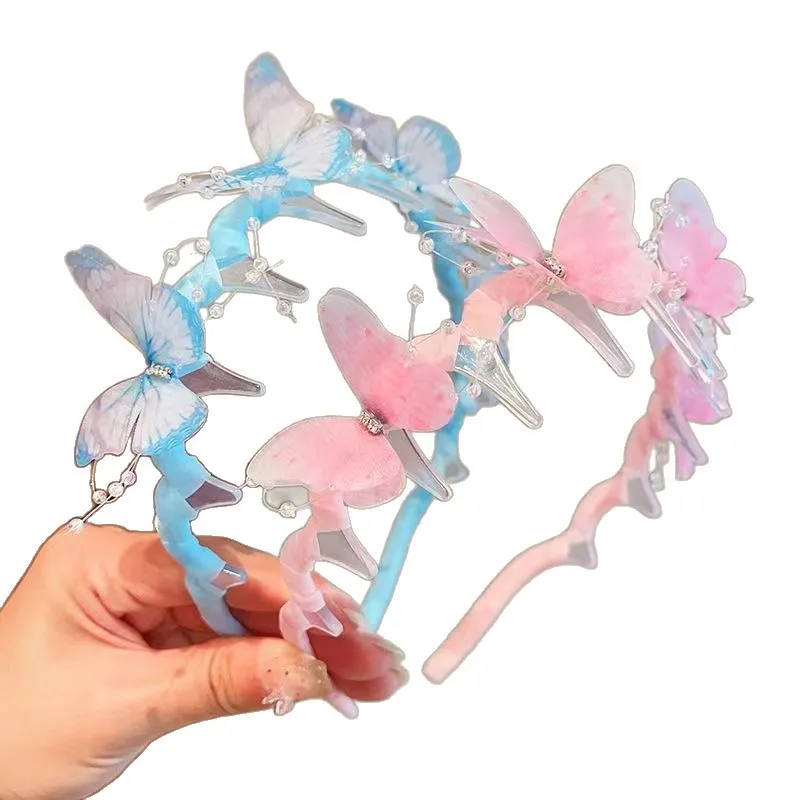 Diademas infantiles princesa mariposas onduladas antideslizantes - imagen 4