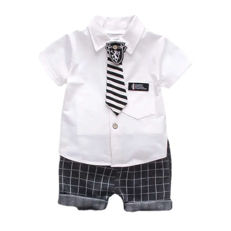 Conjunto verano bebé: camisa a cuadros con pantalón corto - imagen 2