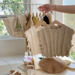 Chaleco de punto sin mangas con encaje bohemio para niñas