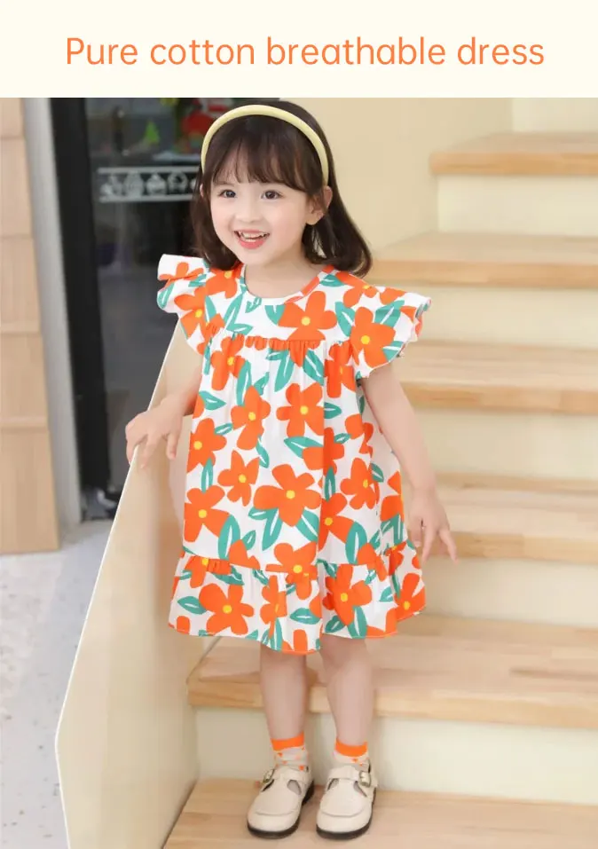 Vestido de algodón para niña con estampado floral