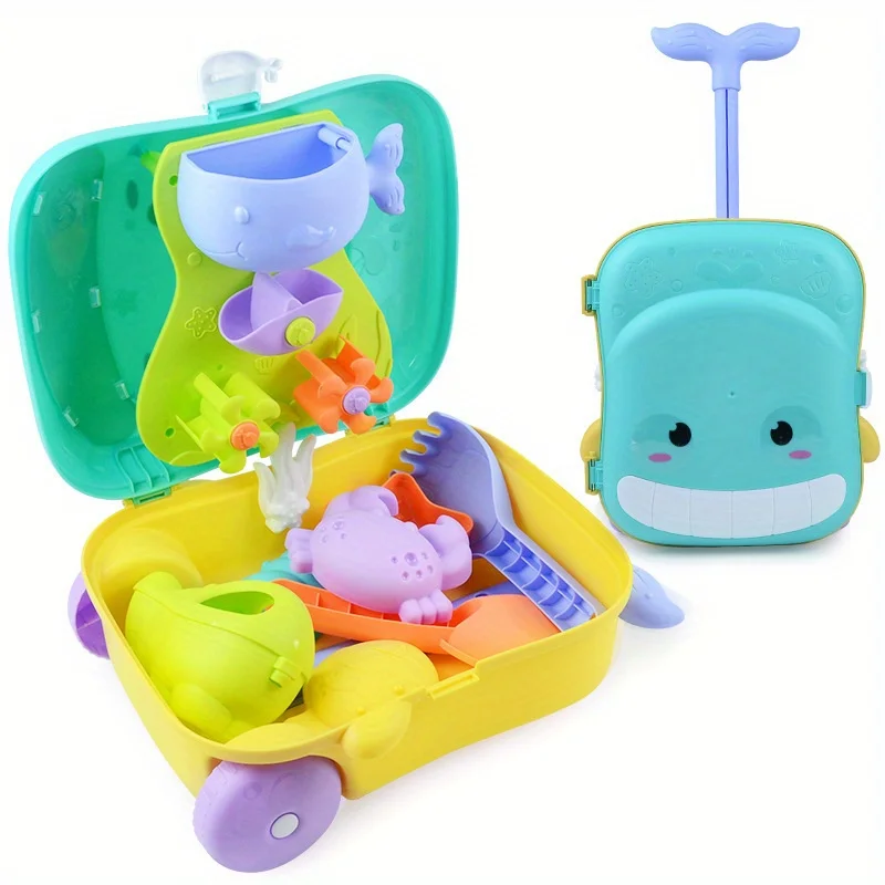 Set juguetes de playa con rueda, moldes y regadera para niños - imagen 4