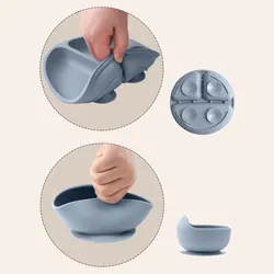 Vajilla de silicona para bebé con plato succión y cuenco babero