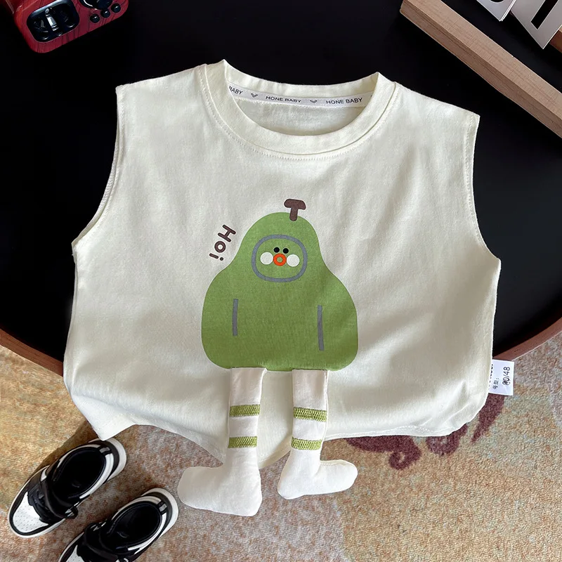Conjunto verano bebé niño algodón con estampado dibujos sin mangas - imagen 3