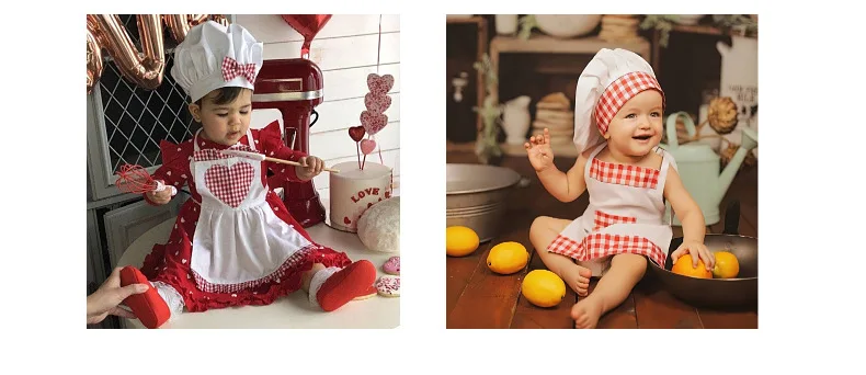 Bebé con atuendo de chef para sesión fotográfica
