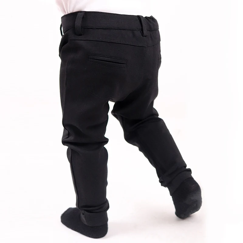 Pantalones largos negros para niños con cintura elástica y cremallera - imagen 2