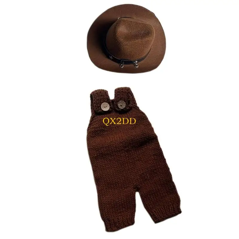 QX2D Disfraz occidental para recién nacidos con sombrero fotográfico - imagen 4