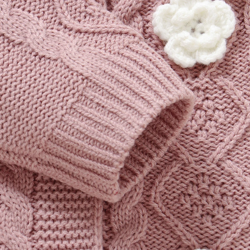 Mono de invierno para niña en punto rosa floral manga larga - imagen 4