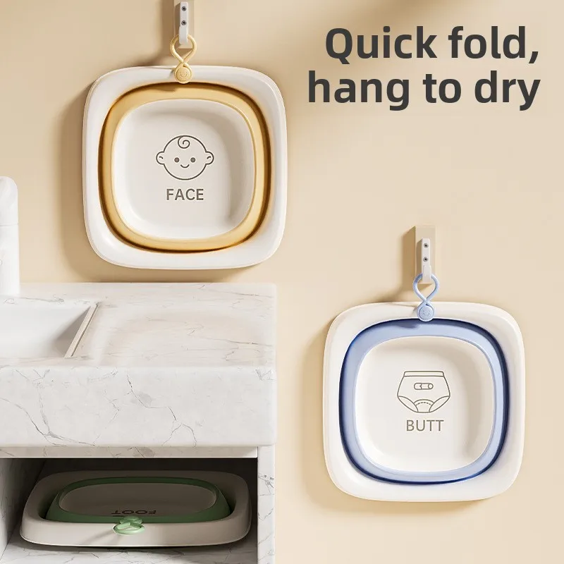 Lavabo plegable para bebés de plástico cuadrado, higiene - imagen 2
