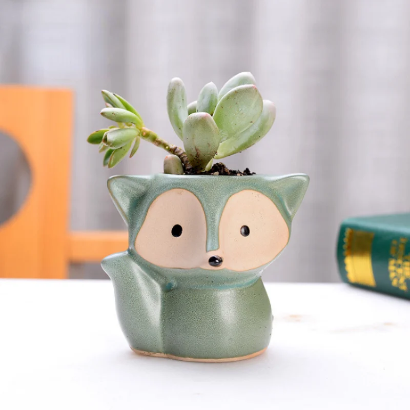 Maceta zorro de cerámica para suculentas y bonsái – Decoración - imagen 2