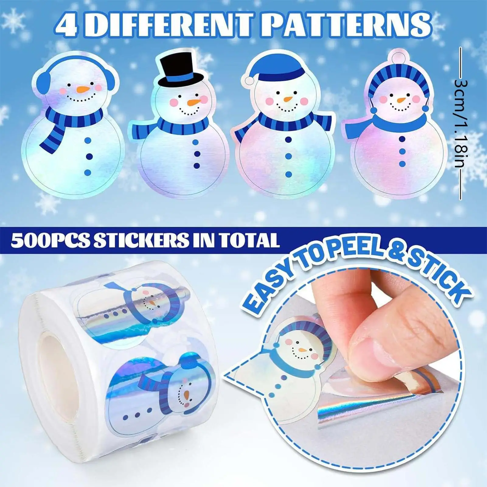 Pegatinas para sobres con muñeco de nieve, estilo invierno - imagen 4