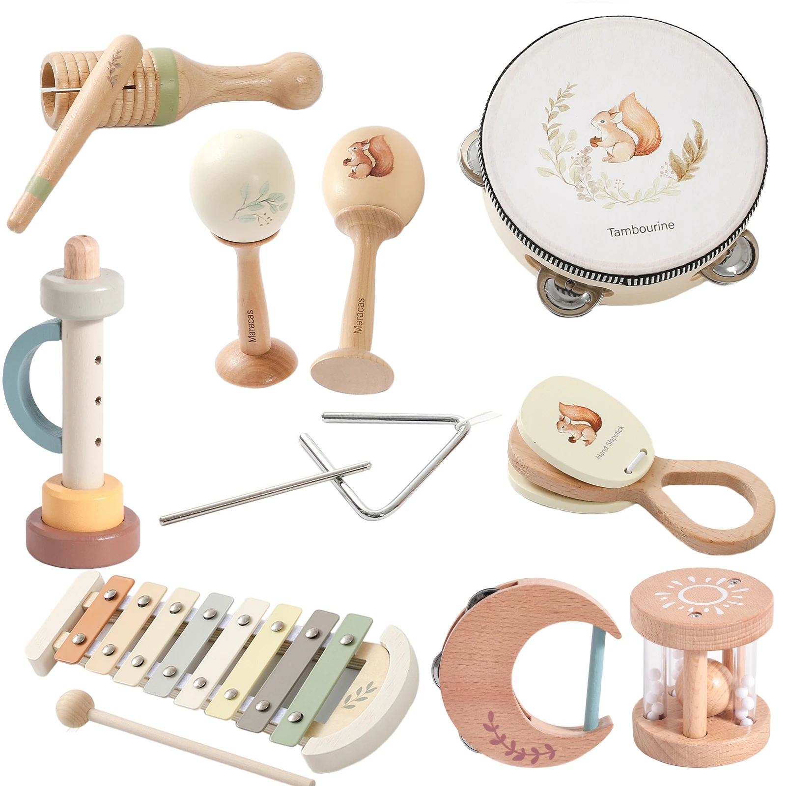 Instrumentos musicales Montessori de madera para bebés – xilófono/tambor - imagen 5