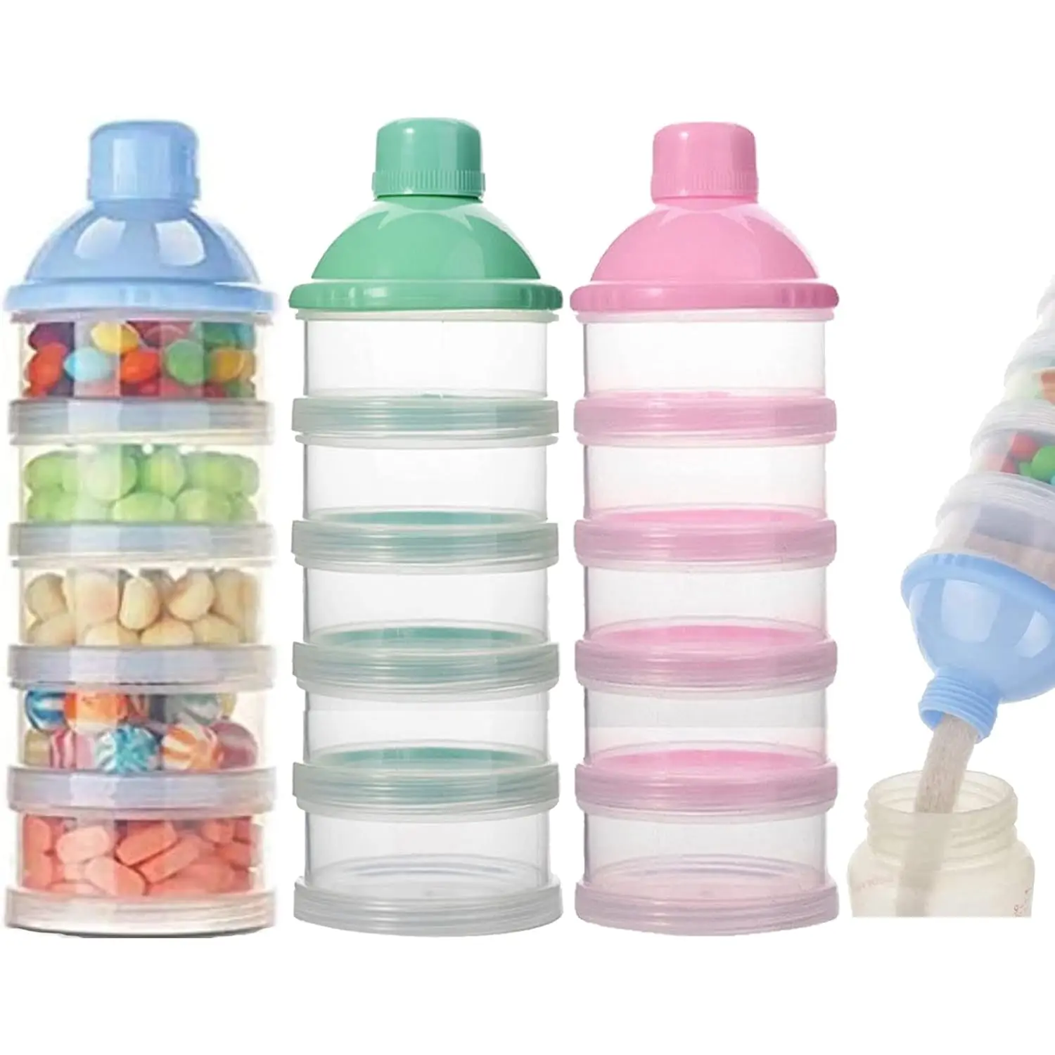 Dispensador portátil de leche en polvo para bebé – Compartimentos múltiples