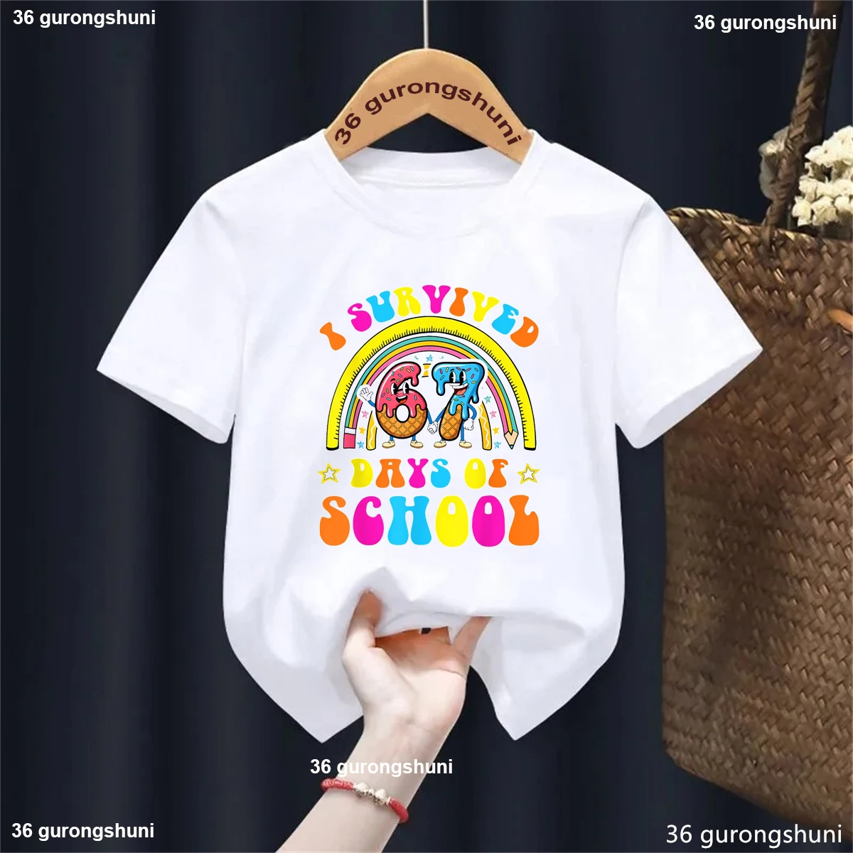 Camiseta arcoíris con helado divertida para niños y niñas