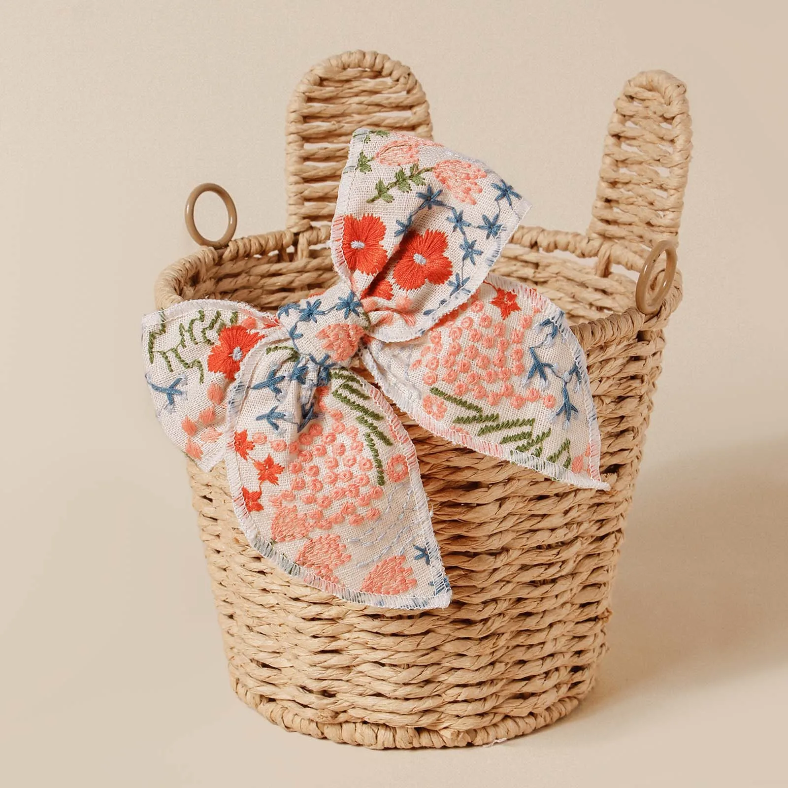 Pinzas para el pelo con lazo de algodón y flores bordadas unisex - imagen 3