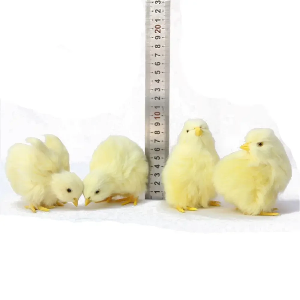 Figura de pollito Pascua peludo realista para decorar el hogar