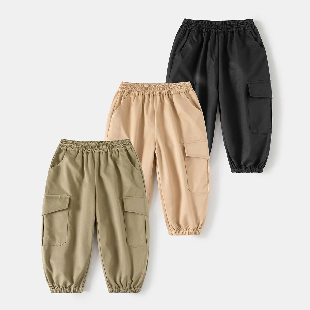 Pantalones cargo de primavera para niños con doble bolsillo exteriores - imagen 2