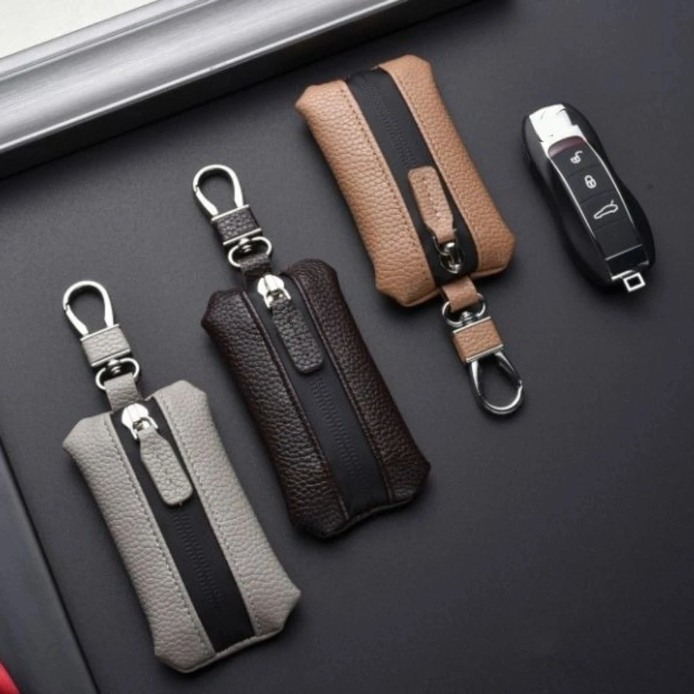 Funda para llaves de coche en cuero con cremallera, unisex - imagen 5