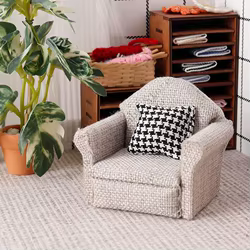 XXFE Sofá de Felpa Miniatura con Almacenamiento – Casa Muñecas 1/12