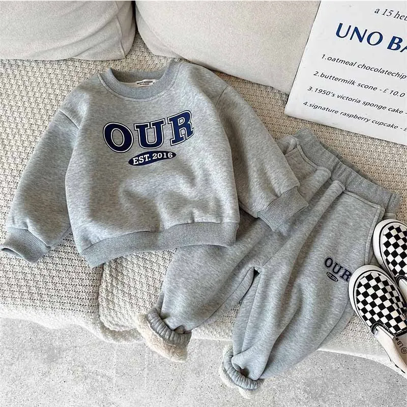 Conjunto deportivo niño de suéter cuello redondo cálido de otoño - imagen 4
