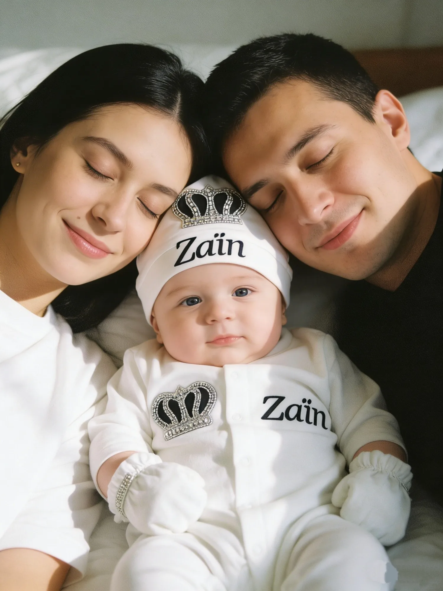 Zain Prince conjunto bebé bautismo con bordado de corona - imagen 2