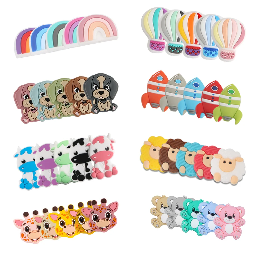 Cuentas de animales en silicona para pulseras infantiles