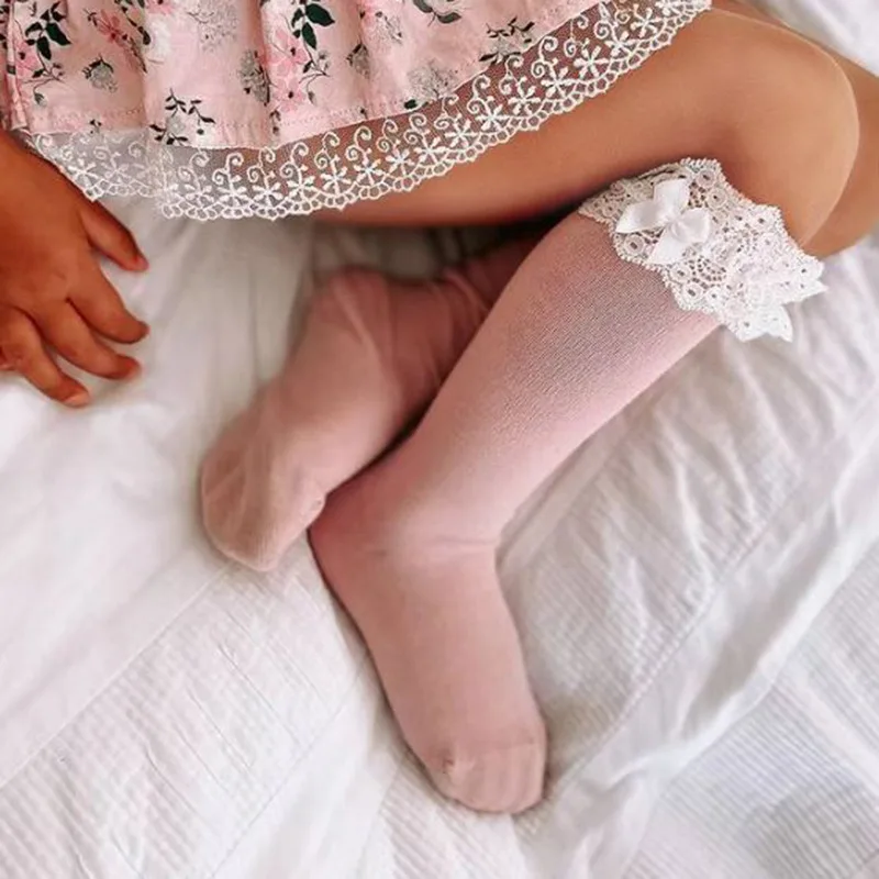 Calcetin blanco de algodón con volantes para niña – Invierno y otoño - imagen 4