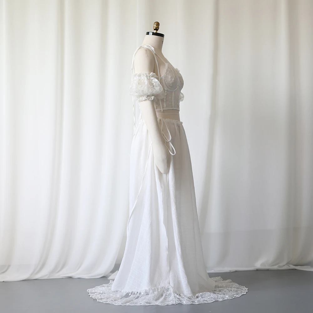 Falda maxi de encaje blanco