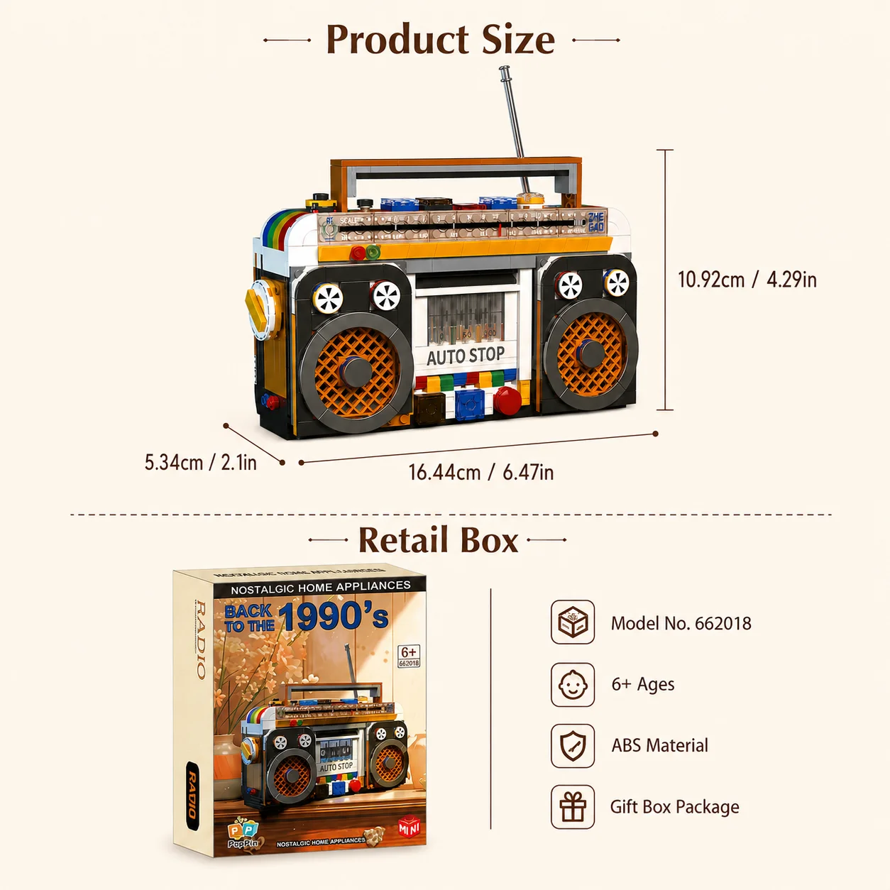Radio de construcción Vintage para niños – Juguete educativo DIY - imagen 2