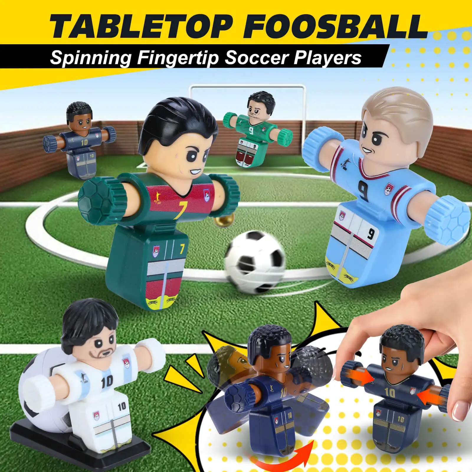 Futbolín de mesa antiestrés con jugadores giratorios para niños