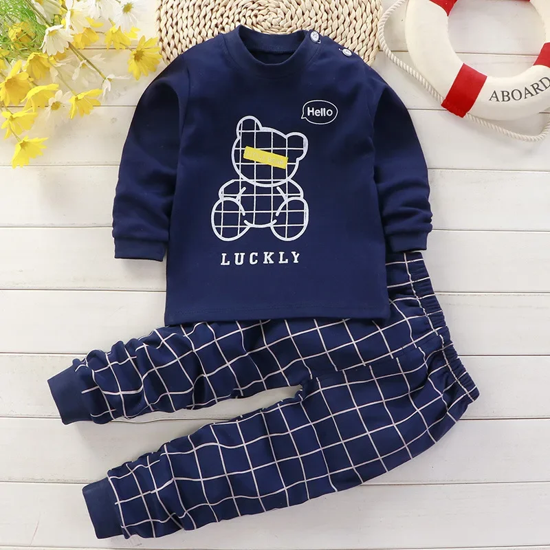 Pijama de algodón otoño manga larga para bebé y niño