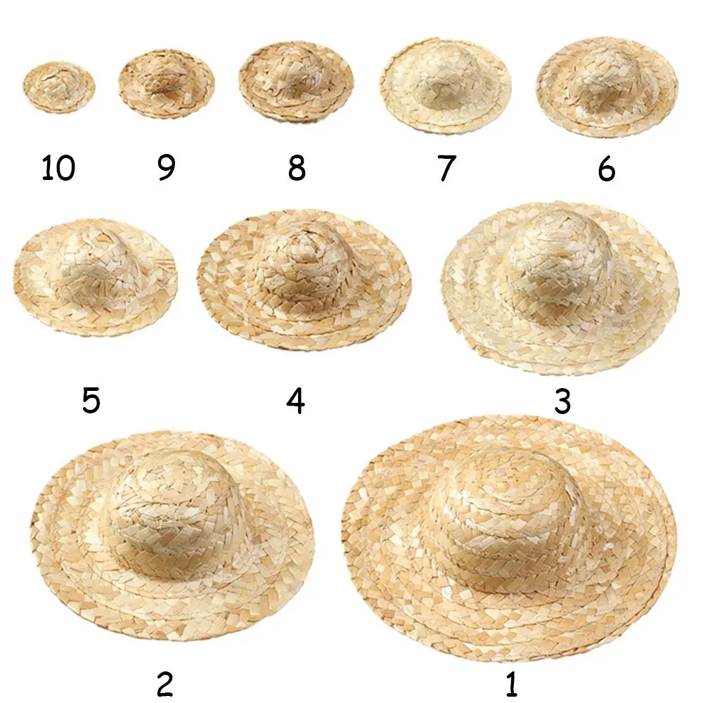 Sombrero de paja tejido para muñecas - Accesorio decorativo artesanal - imagen 2