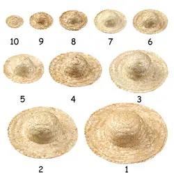 Sombrero de paja tejido para muñecas - Accesorio decorativo artesanal