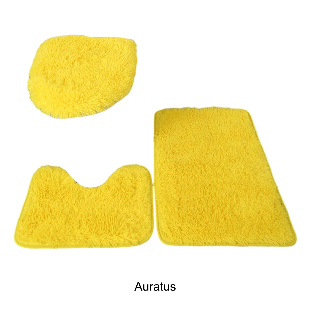 Alfombras antideslizantes amarillas para baño, conjunto esponjoso - imagen 2